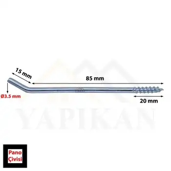 Pano Çivisi Askısı L Eğik Kanca Demir 15x85 mm