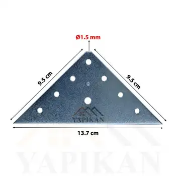 Üçgen Köşe Gönye 1,5x95x137 mm (Kod-500) - Düz Birleştirme Demiri - Mobilya Dolap Kenar Köşe Birleştirme Sabitleme Aparatı