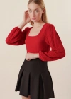04 Uzun Kollu Bluz  Kırmızı