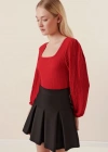 04 Uzun Kollu Bluz  Kırmızı