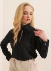 0418 Pencere Detaylı Bluz  Siyah