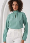 0418 Pencere Detaylı Bluz  Su Yeşili