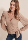 0441 Anvelop Örme Bluz  Bej