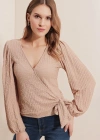 0441 Anvelop Örme Bluz  Bej