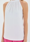 0489 Halter Yaka Örme Bluz  Beyaz