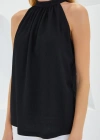 0489 Halter Yaka Örme Bluz  Siyah