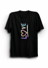 14 Şubat evgililer Günü ove Baskılı Oversize Bisiklet Yaka Tshirt  iyah
