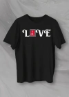 14 Şubat evgililer Günü ove Baskılı Oversize Bisiklet Yaka Tshirt  iyah