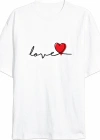 14 Şubat Tişört evgililer Günü İçin Özel Tasarım ove Baskılı Tshirt  Beyaz