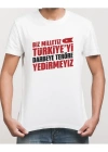 15 Temmuz Demokrasi illi Birlik YEDİREYİZ Baskılı Bisiklet Yaka Tshirt  Beyaz