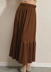 1886 Uzun Örme Etek  Kahverengi