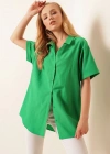 20120 Oversize Kısa Kollu Gömlek  Yeşil