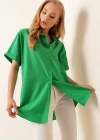 20120 Oversize Kısa Kollu Gömlek  Yeşil