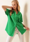 20120 Oversize Kısa Kollu Gömlek  Yeşil