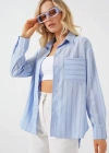 20143 Cepli Oversize Gömlek  Mavi