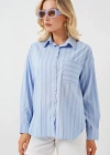 20143 Cepli Oversize Gömlek  Mavi