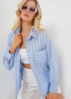 20143 Cepli Oversize Gömlek  Mavi