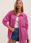 20153 Tek Cepli Oversize Gömlek  Fuşya