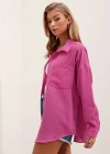 20153 Tek Cepli Oversize Gömlek  Fuşya