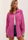 20153 Tek Cepli Oversize Gömlek  Fuşya