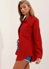 20153 Tek Cepli Oversize Gömlek  Kırmızı