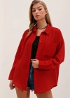 20153 Tek Cepli Oversize Gömlek  Kırmızı