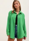 20153 Tek Cepli Oversize Gömlek  Yeşil