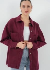20192 Oversize Gabardin Gömlek Ceket  Bordo