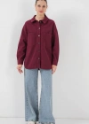 20192 Oversize Gabardin Gömlek Ceket  Bordo