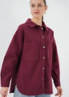 20192 Oversize Gabardin Gömlek Ceket  Bordo
