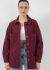 20192 Oversize Gabardin Gömlek Ceket  Bordo