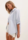20213 Oversize Kısa Kol Basic Gömlek  Bebe Mavi