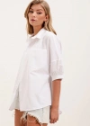 20213 Oversize Kısa Kol Basic Gömlek  Beyaz