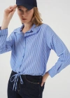 20276 Uzun Kol Çizgili Gömlek  Mavi