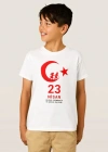23 Nisan Çocuk Bayramı Baskılı Özel Tshirt  Beyaz