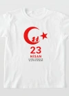 23 Nisan Çocuk Bayramı Baskılı Özel Tshirt  Beyaz