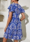 2352 V Yaka Kısa Elbise  Mavi