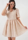 2529 Fistolu Kısa Elbise  Bej