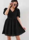 2529 Fistolu Kısa Elbise  Siyah