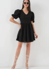 2529 Fistolu Kısa Elbise  Siyah