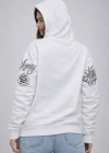 3 İplik Pamuklu Kapüşonlu Baskılı weathirt Hoodie  Beyaz