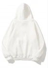 3 İplik Pamuklu Unisex Kapşonlu weetshirt  Beyaz