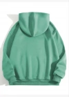 3 İplik Pamuklu Unisex Kapşonlu weetshirt  int Yeşili