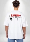 30 Ağustos Zafer Bayramı Ön Arka Baskılı Oversize Bisiklet Yaka Tshirt  Beyaz