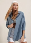 3900 Oversize Uzun Basic Gömlek  İndigo