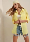 3900 Oversize Uzun Basic Gömlek  Sarı