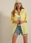 3900 Oversize Uzun Basic Gömlek  Sarı