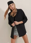 3900 Oversize Uzun Basic Gömlek  Siyah