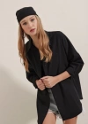 3900 Oversize Uzun Basic Gömlek  Siyah