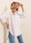 3952 Arkası Düğmeli Boyfriend Gömlek  Beyaz